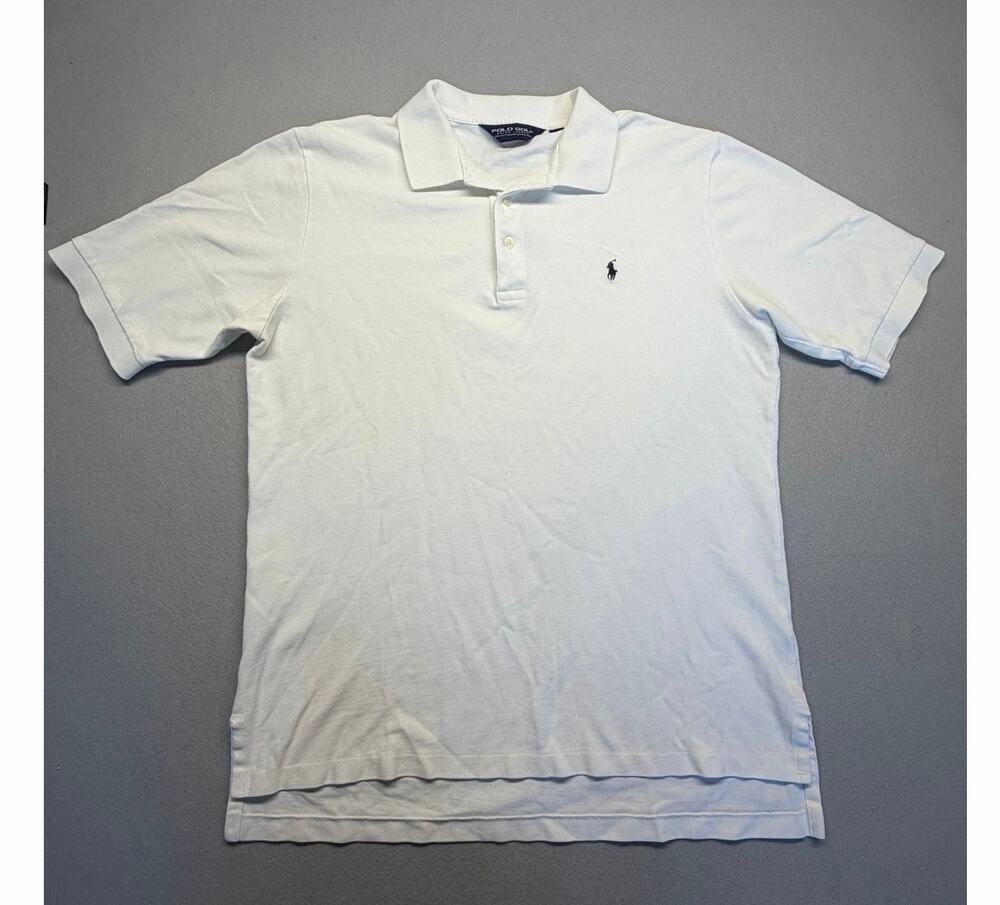 Polo Golf Ralph Lauren White 100% Cotton L White Polo Shirt Navy Logo